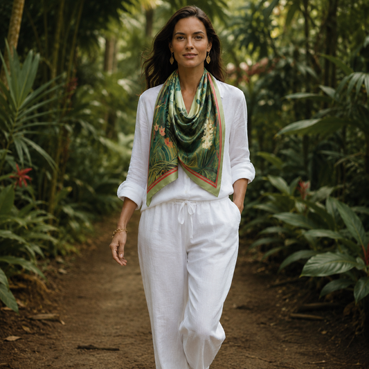 Tropical Jungle by Le Douanier Rousseau Silk Square Scarf