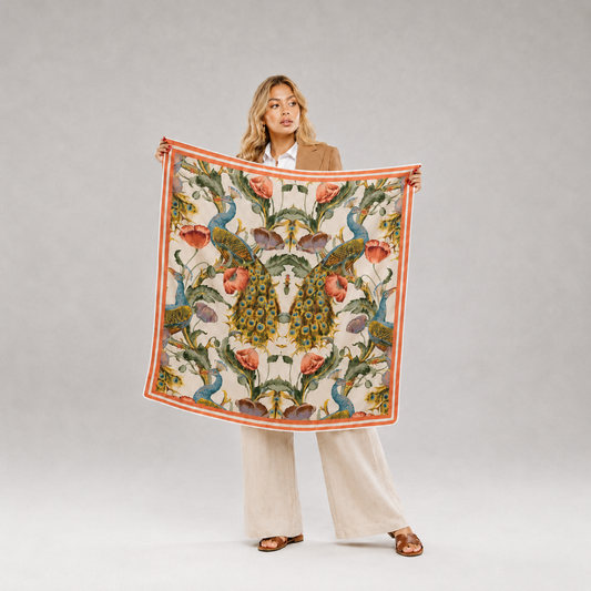 The Peacock Silk Square Scarf