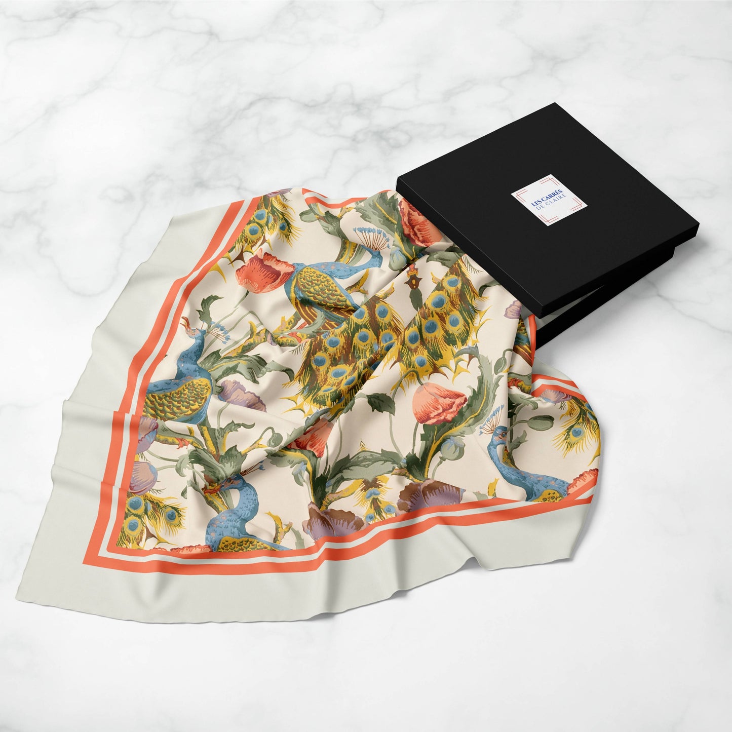 The Peacock Silk Square Scarf