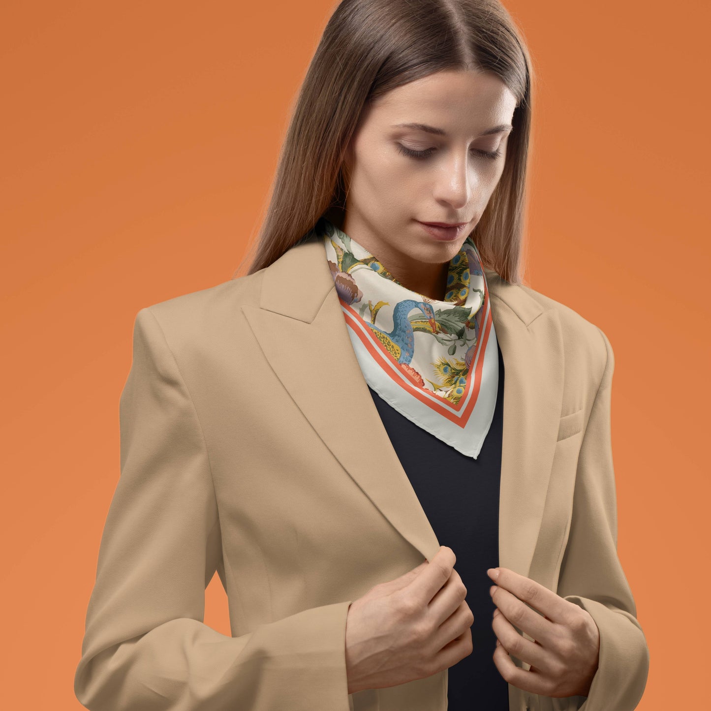 The Peacock Silk Square Scarf
