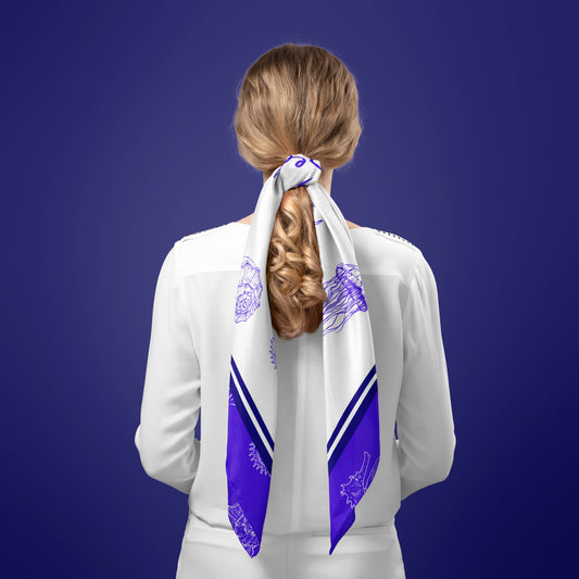Cobalt Blue Marine Life Silk Square Scarf