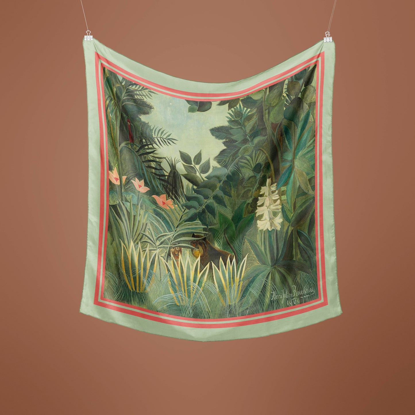 Tropical Jungle by Le Douanier Rousseau Silk Square Scarf