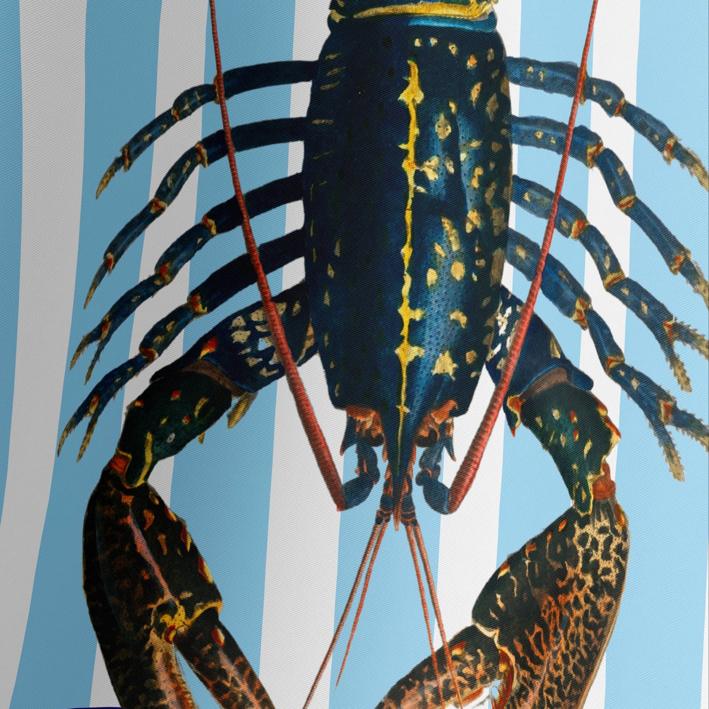 Blue Striped Lobster Silk Square Scarf