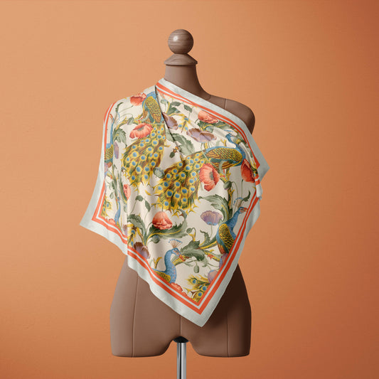 The Peacock Silk Square Scarf