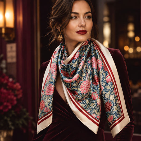 William Morris Botanical Silk Square Scarf