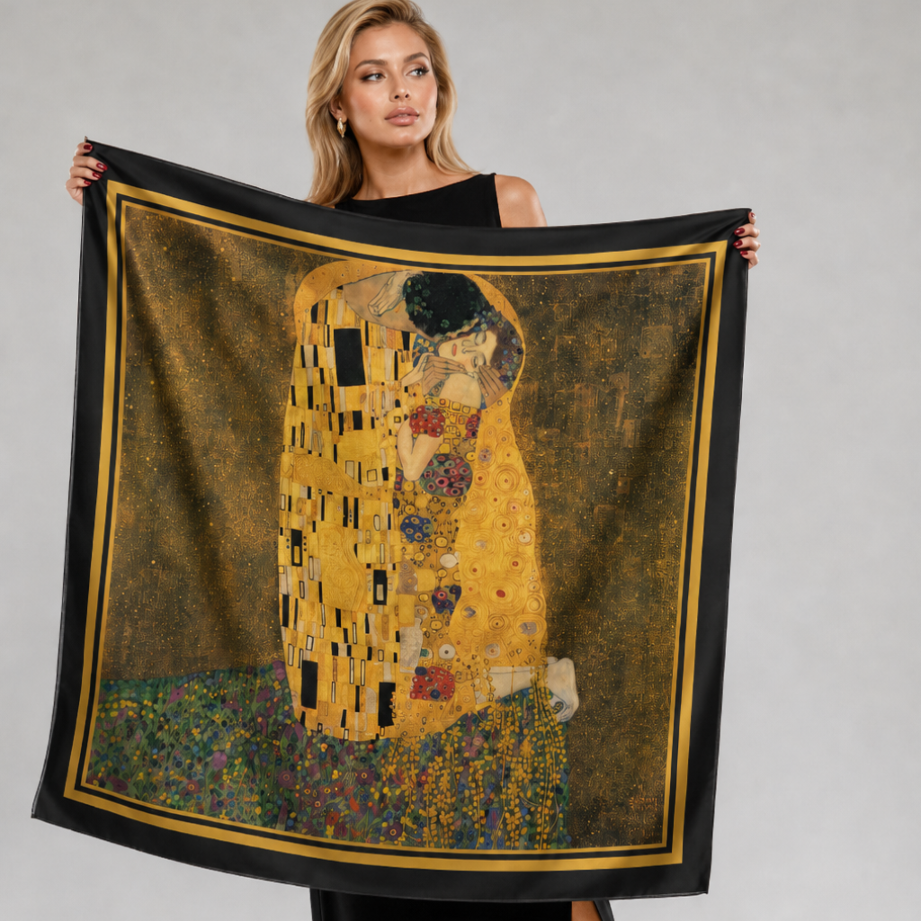 The Kiss by Gustav Klimt Silk Square Scarf