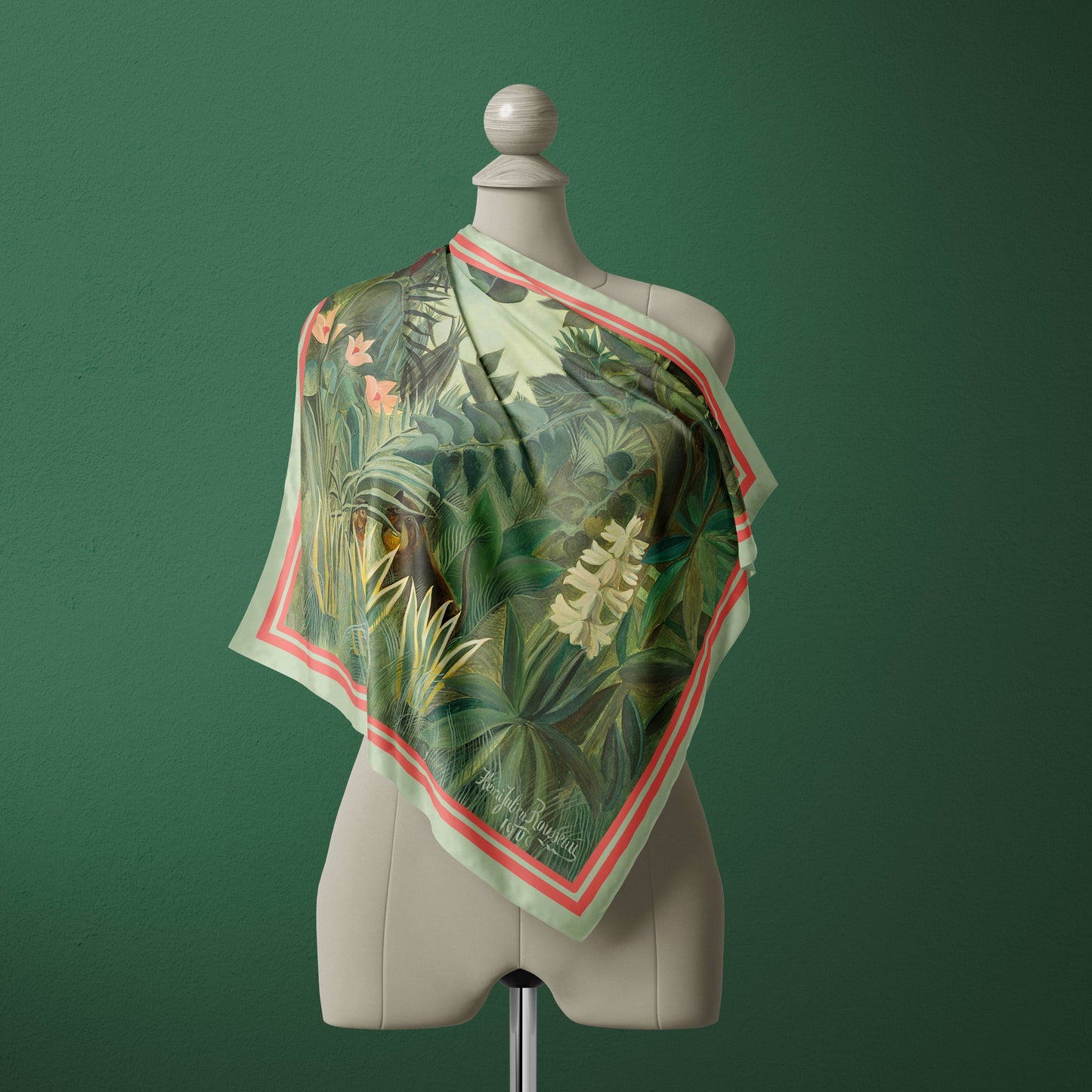 Tropical Jungle by Le Douanier Rousseau Silk Square Scarf